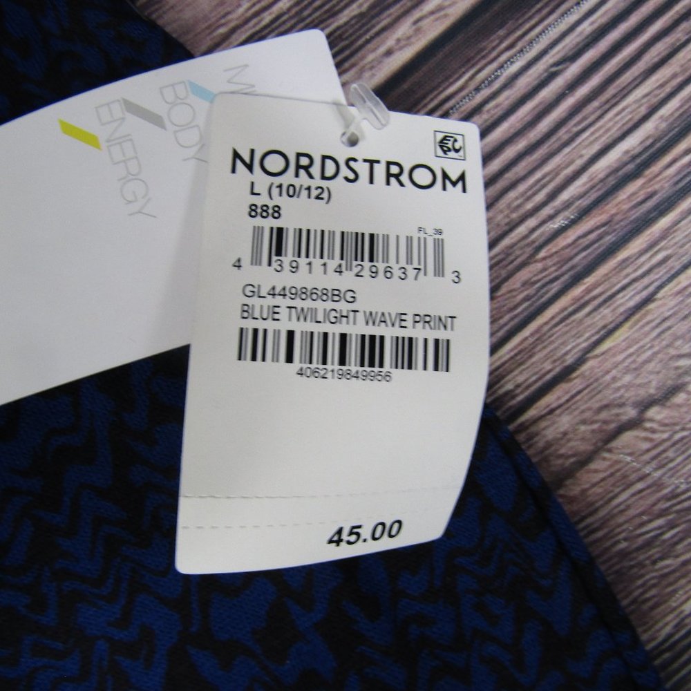 Zella NEW NWT Large Blue Twilight Black Drawstring Waist Fleece Sweatshirt - Picture 2 of 8